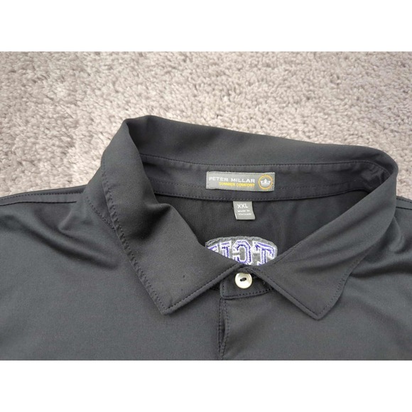 TCU Horned‎ Frogs Polo Shirt Mens XXL NCAA Frog Club Peter Millar Black - Picture 2 of 8